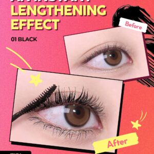 AMTS x Webtoon True Beauty, Natural Lengthening Black Mascara Volume and Length, Tubing Mascara Waterproof, Lash Extension, No Smudge, No Flaking, Korean Makeup Kbeauty Kdrama