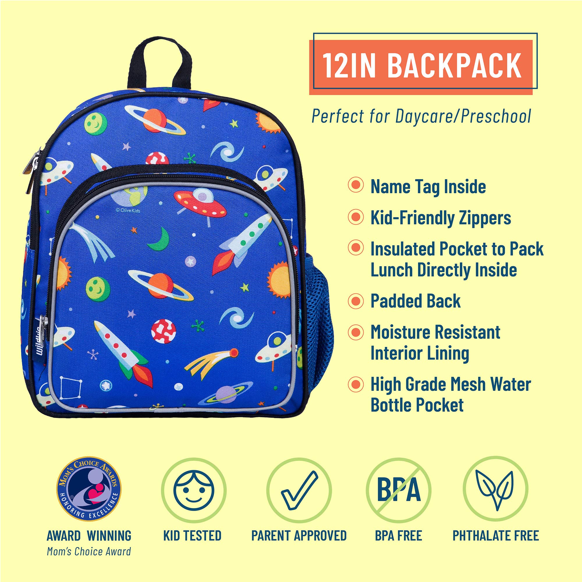 Wildkin 12 Inch Backpack Bundle with Insulated Lunch Box Bag (Out of this World)