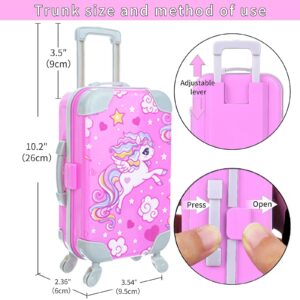 DOTVOSY 29 Pcs American 18 Inch Doll Clothes and Accessories Travel Suitcase Set Designed for 18" Dolls Including Pillow, Sunglasses, Camera, Passport, Phone, Laptop etc