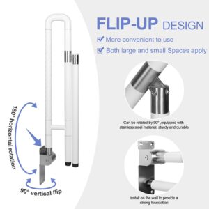 CALEPTONG Handicap Toilet Grab Bars - 29.5 Inch Foldable Toilet Safety Rails Stainless Steel Bathroom Flip-Up Handicap Rails Anti Slip Shower Handrail for Elderly Pregnant Seniors Disabled Injury