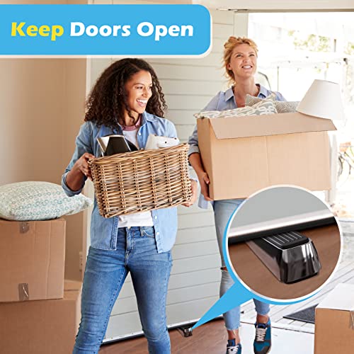 Wedge Door Stoppers for Bottom of Door: 2 Pack Heavy Duty Door Holder Metal & Rubber Door Stop, Anti-slip Floor Mount Door Stopper Keeps Your Door Open, Doorstops for Home Office Dorm Classroom Garage