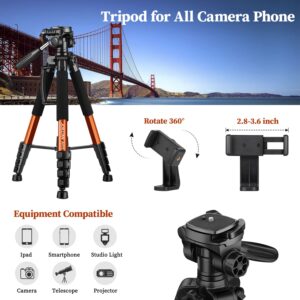 JOILCAN Tripod Camera Tripods, 74" Tripod for Camera Cell Phone Video Photography, Heavy Duty Tall Camera Tripod Stand, Professional Travel DSLR Tripods Compatible with Canon iPhone, Max Load 15 LB