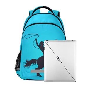 Glaphy Cowboy with Horse Backpack with Reflective Stripes, Laptop School Book Bag Lightweight Computer Backpacks for Men Women Kids