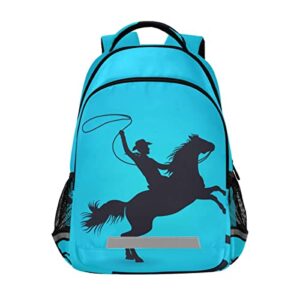 glaphy cowboy with horse backpack with reflective stripes, laptop school book bag lightweight computer backpacks for men women kids