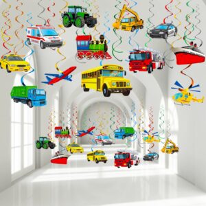 pajean 54 pieces transportation birthday party decorations cars theme party hanging swirl decor for kids vehicles birthday party transportation party baby shower supplies