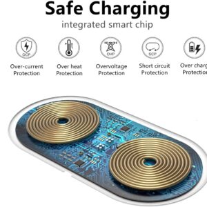 Dual 20W Wireless Charging Pad, 2 in 1 Fast Wireless Charge Mat with Adapter Compatible with iPhone 15 14 13 12 11 Pro max XS XR 8plus, Samsung Galaxy S23 S22 Note20, Air pods Pro/Galaxy Bus (Gary)