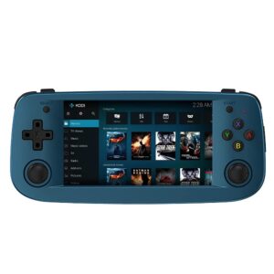 rg503 handheld video game console, 4.95 inches oled screen tablet, pc games streaming, support 5g wifi bt 4.2 cpu rockchip rk3566 64bit built-in 16gb+64gb sd card linux system 3500mah battery (blue)