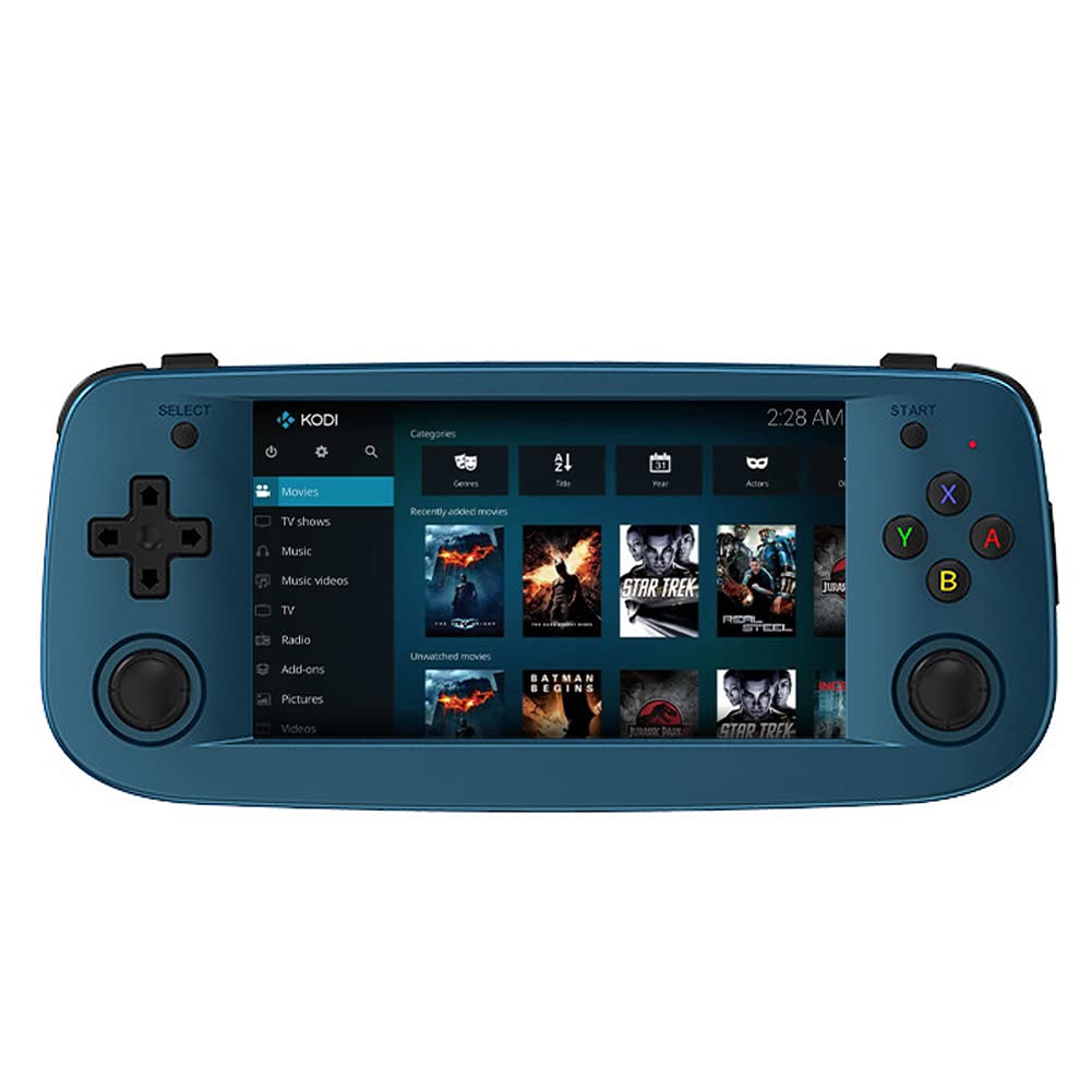 RG503 Handheld Video Game Console, 4.95 Inches OLED Screen Tablet, PC Games Streaming, Support 5G WiFi BT 4.2 CPU Rockchip RK3566 64BIT Built-in 16GB+64GB SD Card Linux System 3500mAh Battery (Blue)