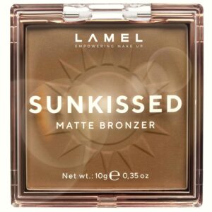 lamel sunkissed matte bronzer face powder - non-shimmer, long lasting, non-greasy bronzing organic makeup formula - matte finish - natural tan skin - n. 401-0.35oz.