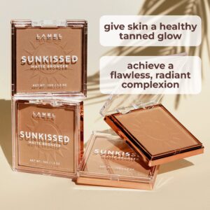 LAMEL Sunkissed Matte Bronzer Face Powder - Non-Shimmer, Long Lasting, Non-Greasy Bronzing Organic Makeup Formula - Matte Finish - Natural Tan Skin - N. 401-0.35oz.