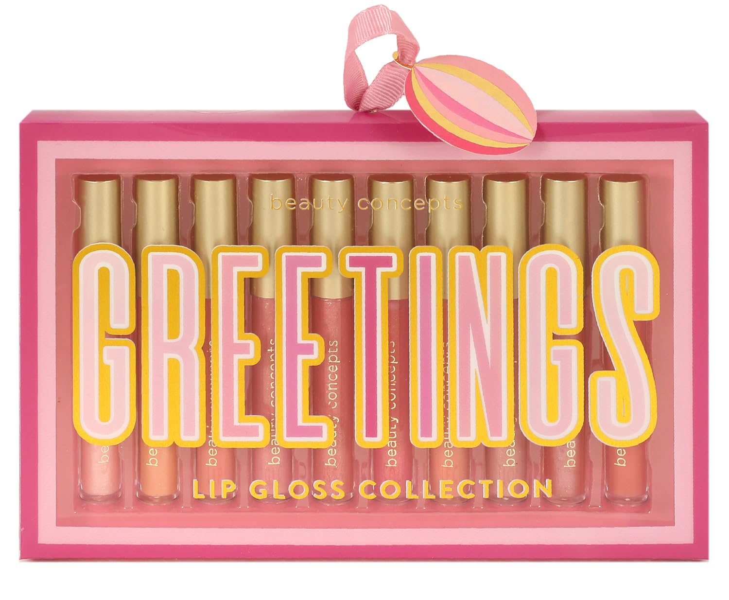 Beauty Concepts Lip Gloss Collection- 10 Piece Lip Gloss Set in Pink Colors - Comes in Box