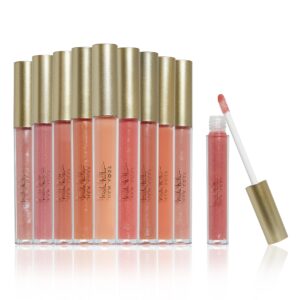 nicole miller 10 pc lip gloss collection, shimmery lip glosses for women and girls, long lasting color lip gloss set with rich varied colors (pink)