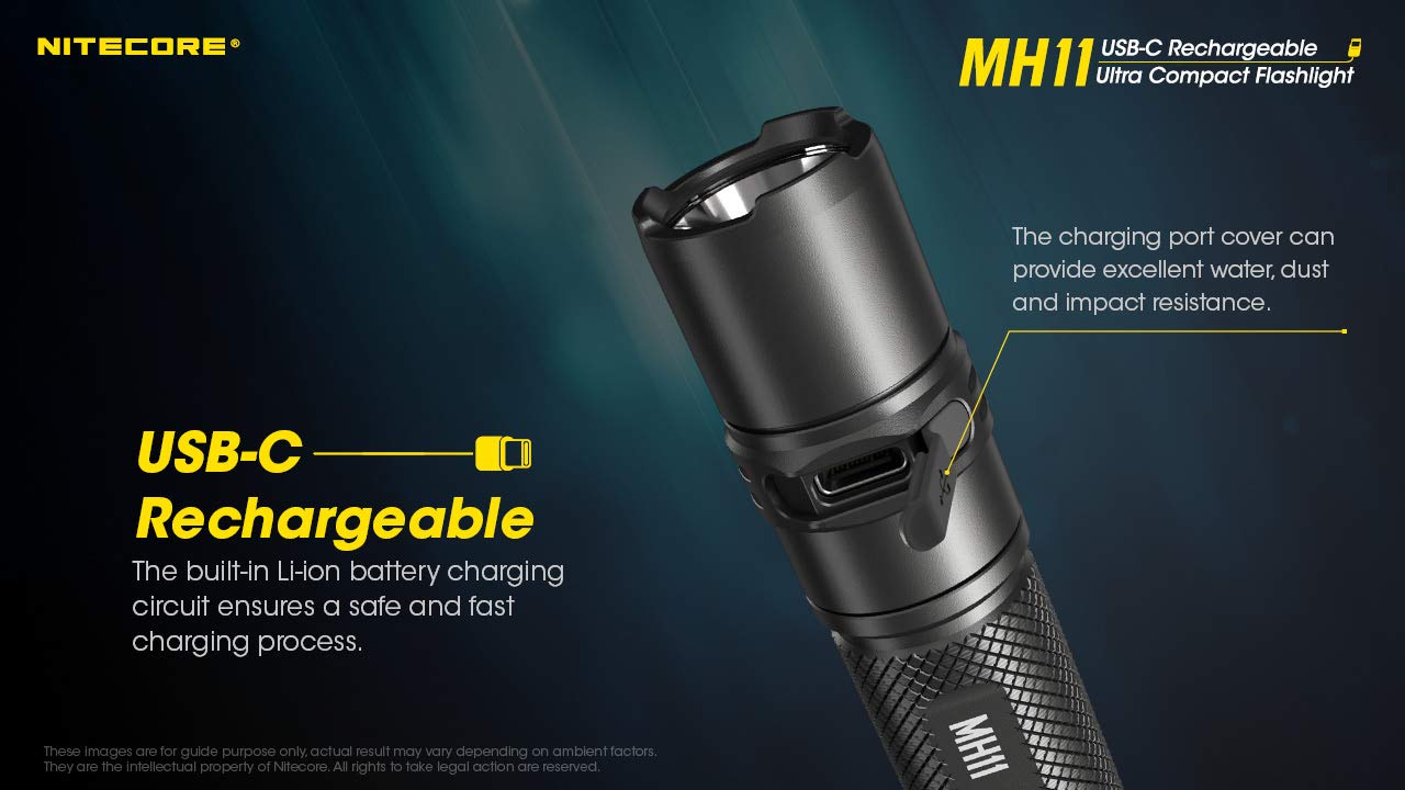 Nitecore MH11 Rechargeable Flashlight, 1000 Lumen LED EDC Compact Pocket Light with LumenTac Organizer