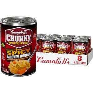 campbell's chunky soup, spicy chicken noodle soup, 16.1 oz can (case of 8)