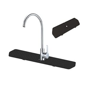 Silicone Faucet Handle Drip Catcher Tray Sink Splash Guard behind Faucet for Kitchen Sink & Bathroom Sink Mat Countertop Protector (Black M)