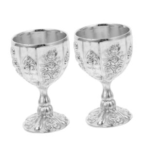 reusable coffee cup 2pcs wine cup metal sake cup retro drinkware wine goblet antique shot glass wine tumbler banquet cups for whisky coffee latte sake tea silver cup