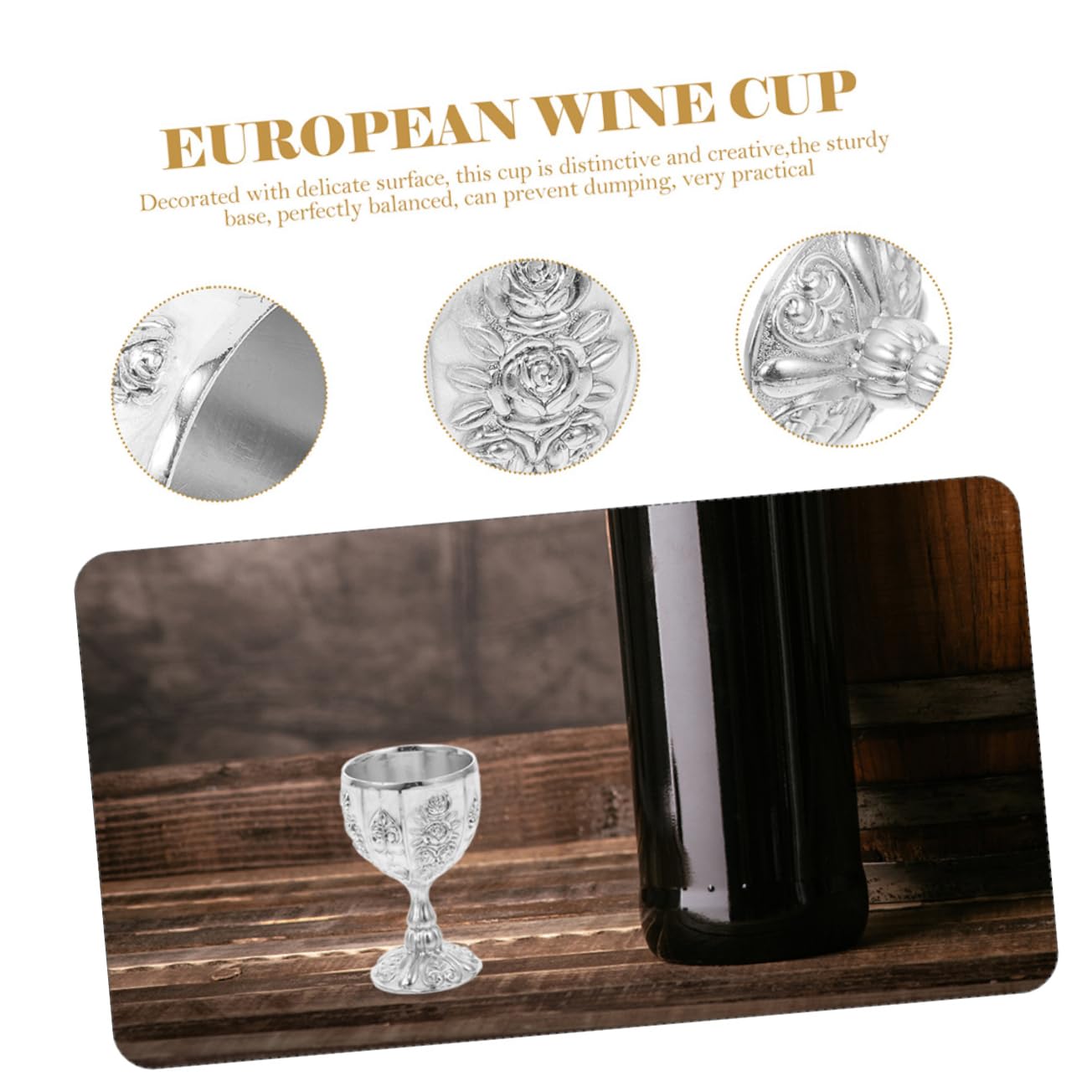 Reusable Coffee Cup 2pcs Wine Cup Metal Sake Cup Retro Drinkware Wine Goblet Antique Shot Glass Wine Tumbler Banquet Cups for Whisky Coffee Latte Sake Tea Silver Cup