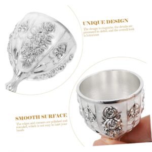 Reusable Coffee Cup 2pcs Wine Cup Metal Sake Cup Retro Drinkware Wine Goblet Antique Shot Glass Wine Tumbler Banquet Cups for Whisky Coffee Latte Sake Tea Silver Cup