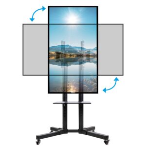 hellsehen rotating mobile tv cart holds up to 110lbs,rolling tvs stand for 32-60 inch, portrait to landscape, heavy-duty floor stand base for live stream video conferencing tiktok youtube zoom