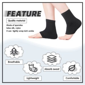 Tarpop 3 Pair Ankle Compression Sleeves for Kids Ankle Brace Compression Sleeves Foot Arch Support Sleeve Sock for Girls Ankle Sports Running Dance Fitness Gymnastics (Black, Medium)