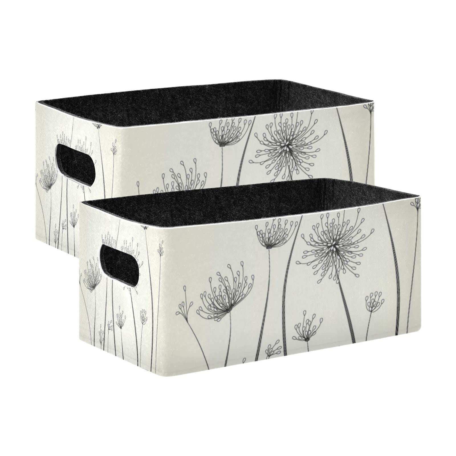 Kcldeci Dandelion Floral Home Foldable Collapsible Storage Box Bins Shelf Basket Cube Organizer Set of 2