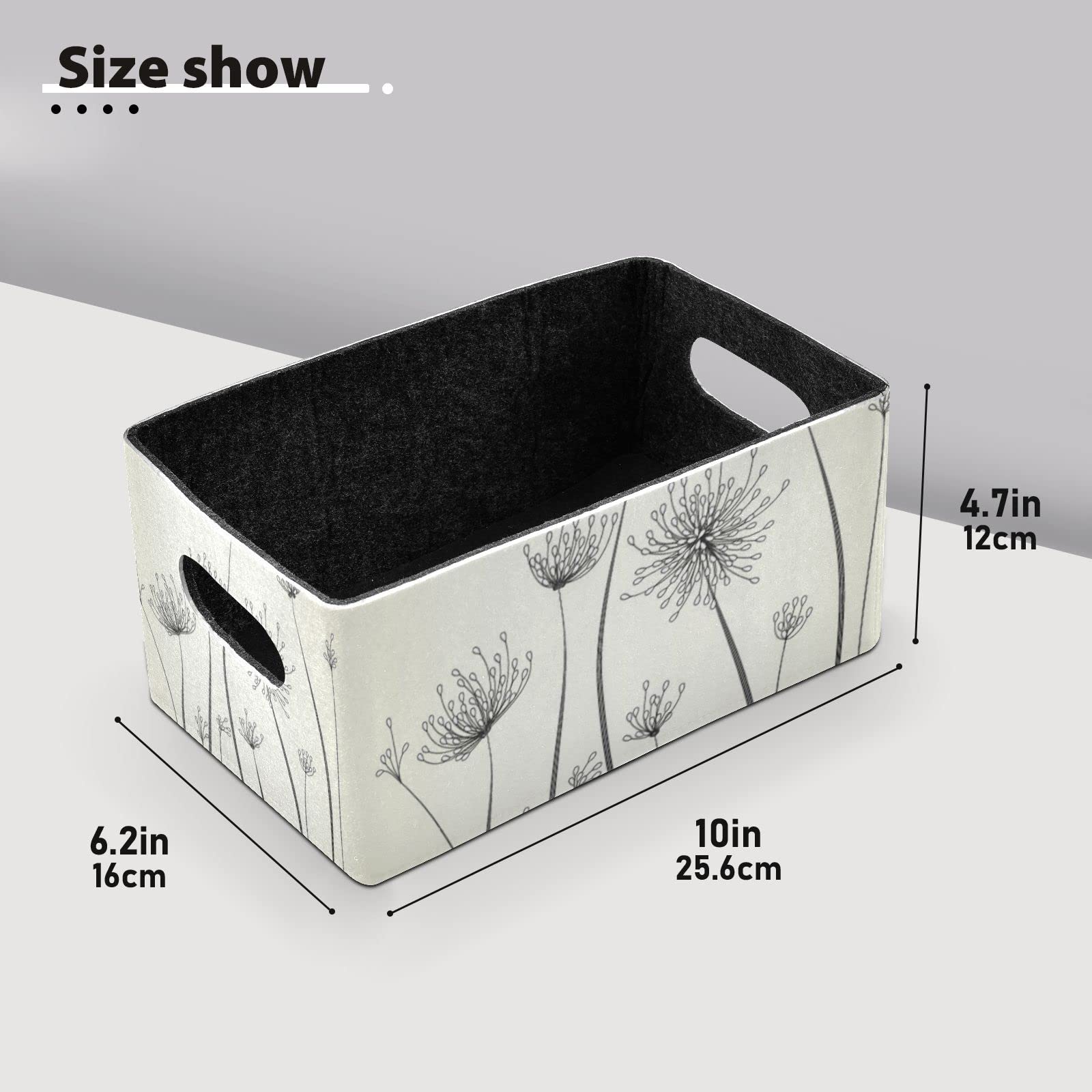 Kcldeci Dandelion Floral Home Foldable Collapsible Storage Box Bins Shelf Basket Cube Organizer Set of 2