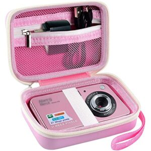 gwcase digital camera case compatible with camkory/for yisence/for vahoiald/for kodak pixpro/for canon powershot elph 180 190/ for sony dscw800 dscw830 kids camera with sd card and cable -pink