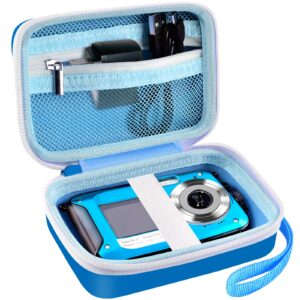 digital camera case compatible with camkory/for yisence/for vahoiald/for kodak pixpro/for canon powershot elph 180 190/ for sony dscw800 dscw830 kids camera with sd card and cable -blue