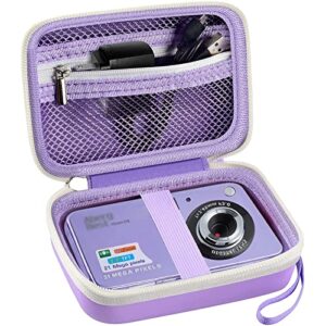 gwcase digital camera case compatible with camkory/for yisence/for vahoiald/for kodak pixpro/for canon powershot elph 180 190/ for sony dscw800 dscw830 kids camera with sd card and cable -purple