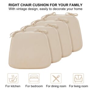 LOVTEX Chair Cushions for Dining Chairs 4 Pack - 17"x16"x1.5" Kitchen Chair Cushions - Dining Chair Pads with Ties, Khaki