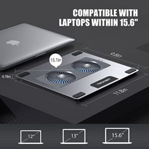 TECKNET Laptop Cooling Pad, Slim Portable Laptop Cooler with 2 Separable Quiet Fans, Adjustable Laptop Cooling Stand for 12"-15.6" Laptops