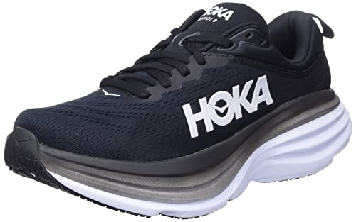 HOKA ONE ONE Women's Running Shoes, Black/White, 8 B (Medium)