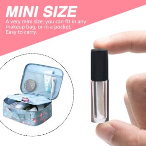 AMORIX 50PCS Mini Lip Gloss Tubes with Wand 1.2ml Empty Containers Clear Refillable Travel Lip Balm Bottles for Samples with 5ml Syringes DIY Lip Gloss Base + Tag Labels Stickers (Black)