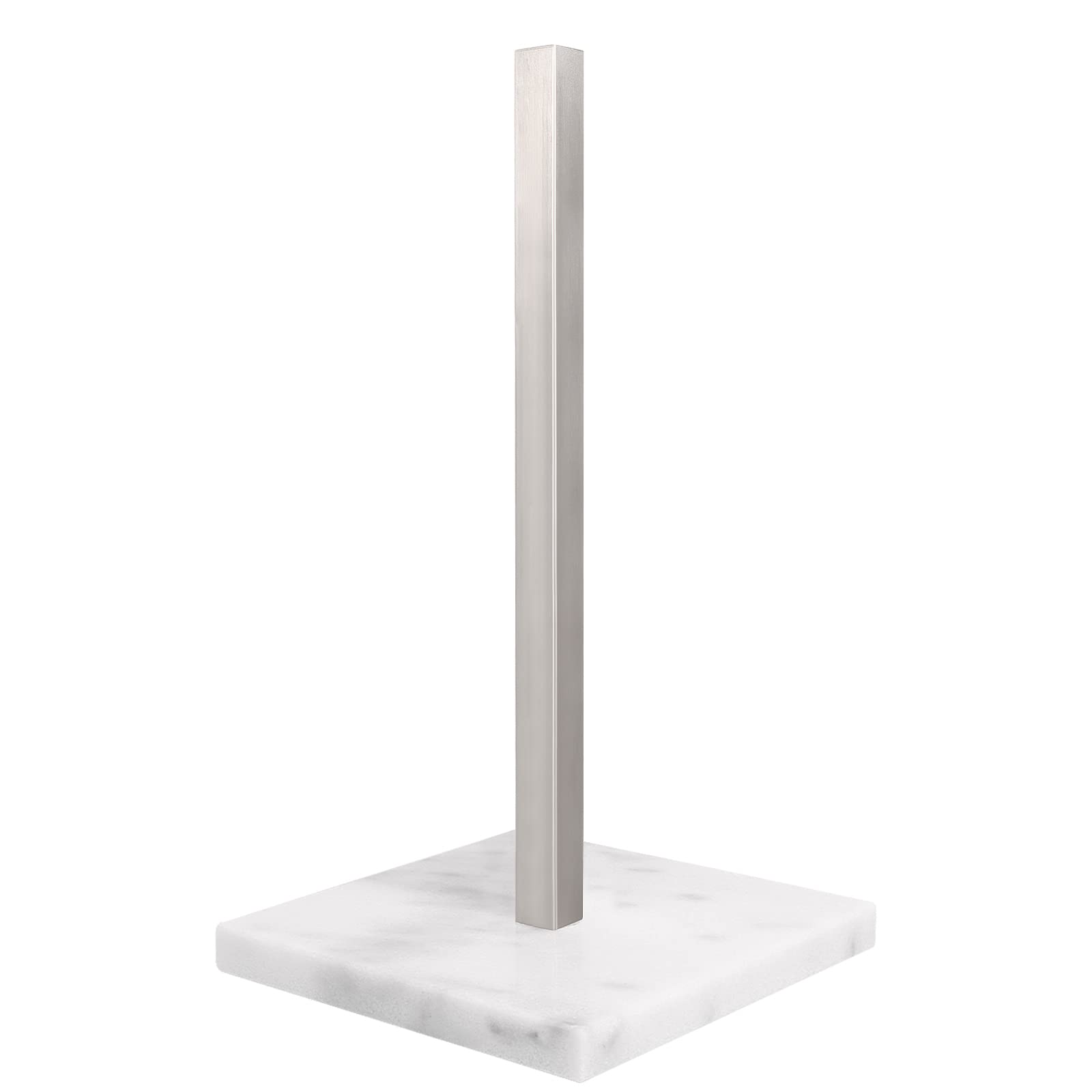 NearMoon Standing Paper Towel Holder, Stainless Steel Square Paper Towel Roll Holder with Marble Base for Bathroom Kitchen Countertop, Standard or Jumbo-Sized Roll Holder (Brushed Nickel)