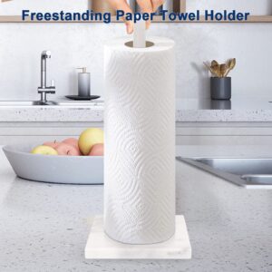 NearMoon Standing Paper Towel Holder, Stainless Steel Square Paper Towel Roll Holder with Marble Base for Bathroom Kitchen Countertop, Standard or Jumbo-Sized Roll Holder (Brushed Nickel)