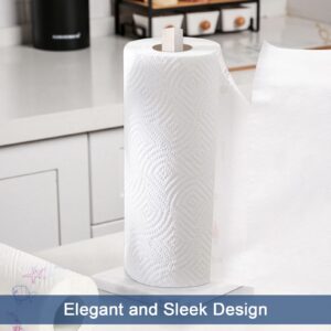 NearMoon Standing Paper Towel Holder, Stainless Steel Square Paper Towel Roll Holder with Marble Base for Bathroom Kitchen Countertop, Standard or Jumbo-Sized Roll Holder (Brushed Nickel)