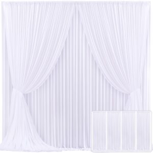 4 panels white backdrop curtain for parties wedding wrinkle free white photo curtains backdrop drapes fabric decoration for baby shower 20ft(w) x 10ft(h)