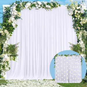 white backdrop curtain for parties wedding wrinkle free white photo curtains backdrop drapes fabric decoration for baby shower 5ft x 8ft,2 panels