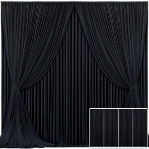 4 panels black backdrop curtain for parties wrinkle free black photo curtains backdrop drapes fabric decoration for birthday party wedding 20ft(w) x 10ft(h)