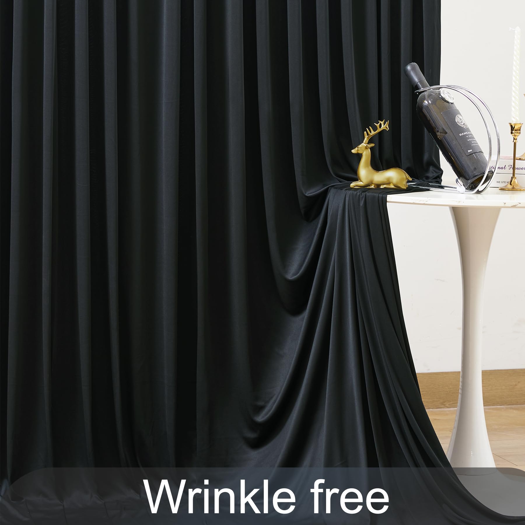 4 Panels Black Backdrop Curtain for Parties Wrinkle Free Black Photo Curtains Backdrop Drapes Fabric Decoration for Birthday Party Wedding 20ft(W) x 10ft(H)