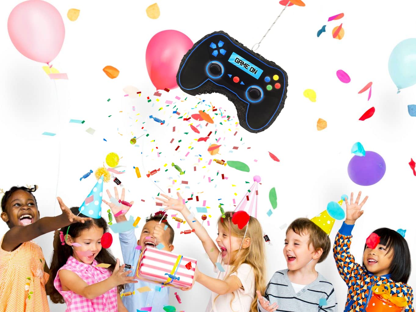 Video Game Controller Pinata 16”x11”x 4” Perfect for Birthday Gamer Parties, Party Decor, Gaming theme parties and other Decorations