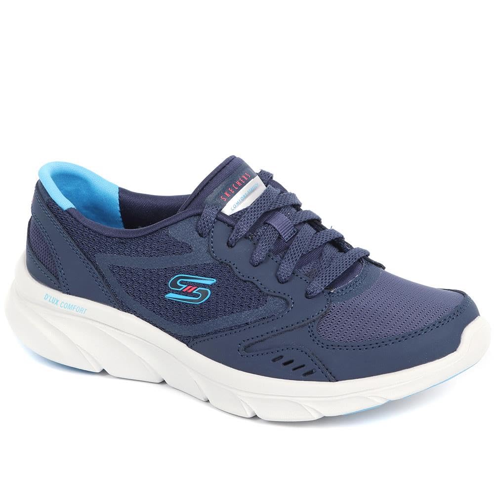 Skechers Women's Relaxed Fit D'Lux Comfort - Plenty Success Sneakers, Navy, 7.5 M