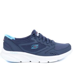 Skechers Women's Relaxed Fit D'Lux Comfort - Plenty Success Sneakers, Navy, 7.5 M