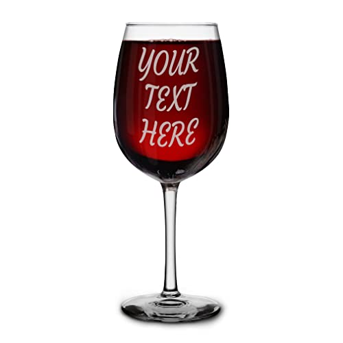 Personalized Your Text Here Laser Engraved Stemmed Wine Glass 16 oz. Custom Drinking Glass Gifts for Him, Her