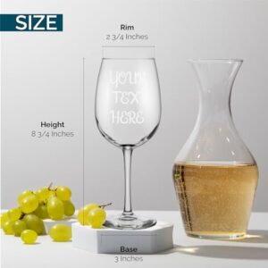 Personalized Your Text Here Laser Engraved Stemmed Wine Glass 16 oz. Custom Drinking Glass Gifts for Him, Her