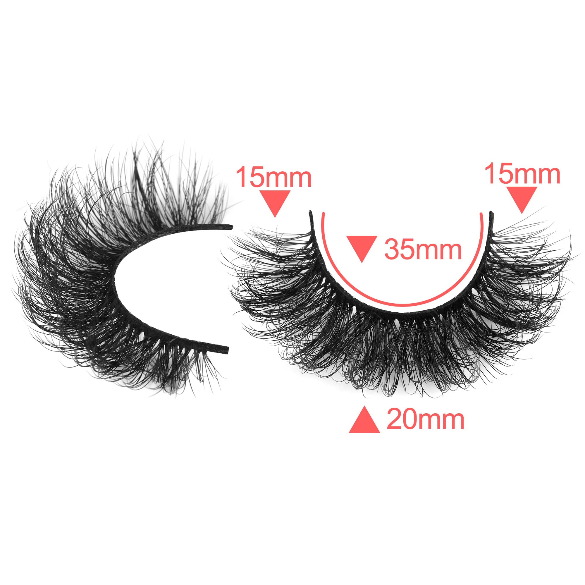 False Eyelashes Fluffy Lashes Mink Wispy Thick Volume Eye Lashes Curly Strip Lashes Extensions Natural Dramatic 20MM Long 7 Pairs Fake Eyelashes Pack