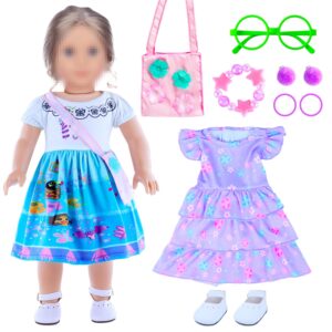 nice2you 18-inch american doll accessories, charm mira-bel & isa-bella magical house themed princess dress stuff for american 18 inch girl dolls including doll clothes shoes glasses bag etc