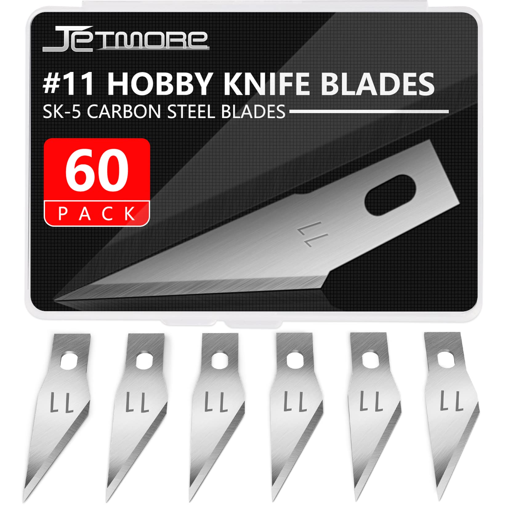 Jetmore 60 Pack Exacto Knife Blades 11, Craft Knife Blades Replacement, Exacto Blades 11, Hobby Knife Blades Refills for Art, Craft, Scrapbooking, Cutting, Carving