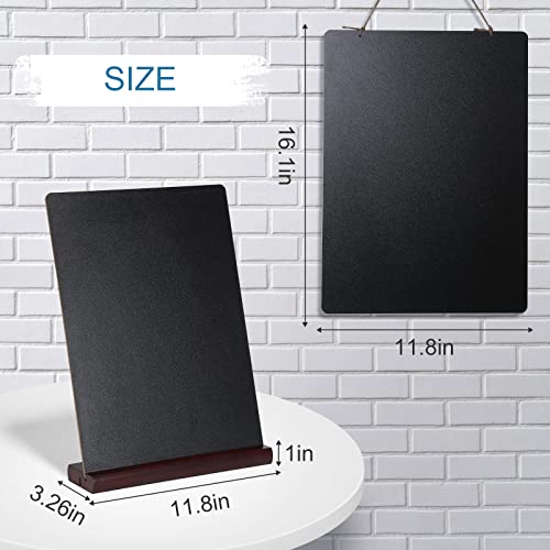 11.7x16.5 Inch Tabletop Chalkboard with Wood Base, Menu Chalkboard Stand, Message Board, Bar and Special Event Decorations, Hanging Double-Sided Chalkboard Sign for DIY Home Decoration-Walnut