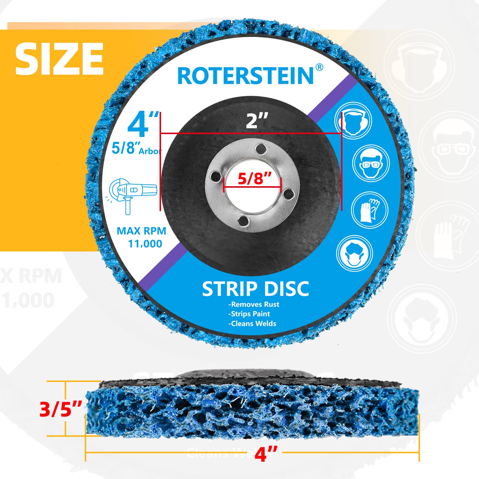 10 Pack Strip Discs Stripping Wheel 4 inch for Angle Grinder Clean and Remove Paint Coating Rust Welds Oxidation (4" x 5/8")